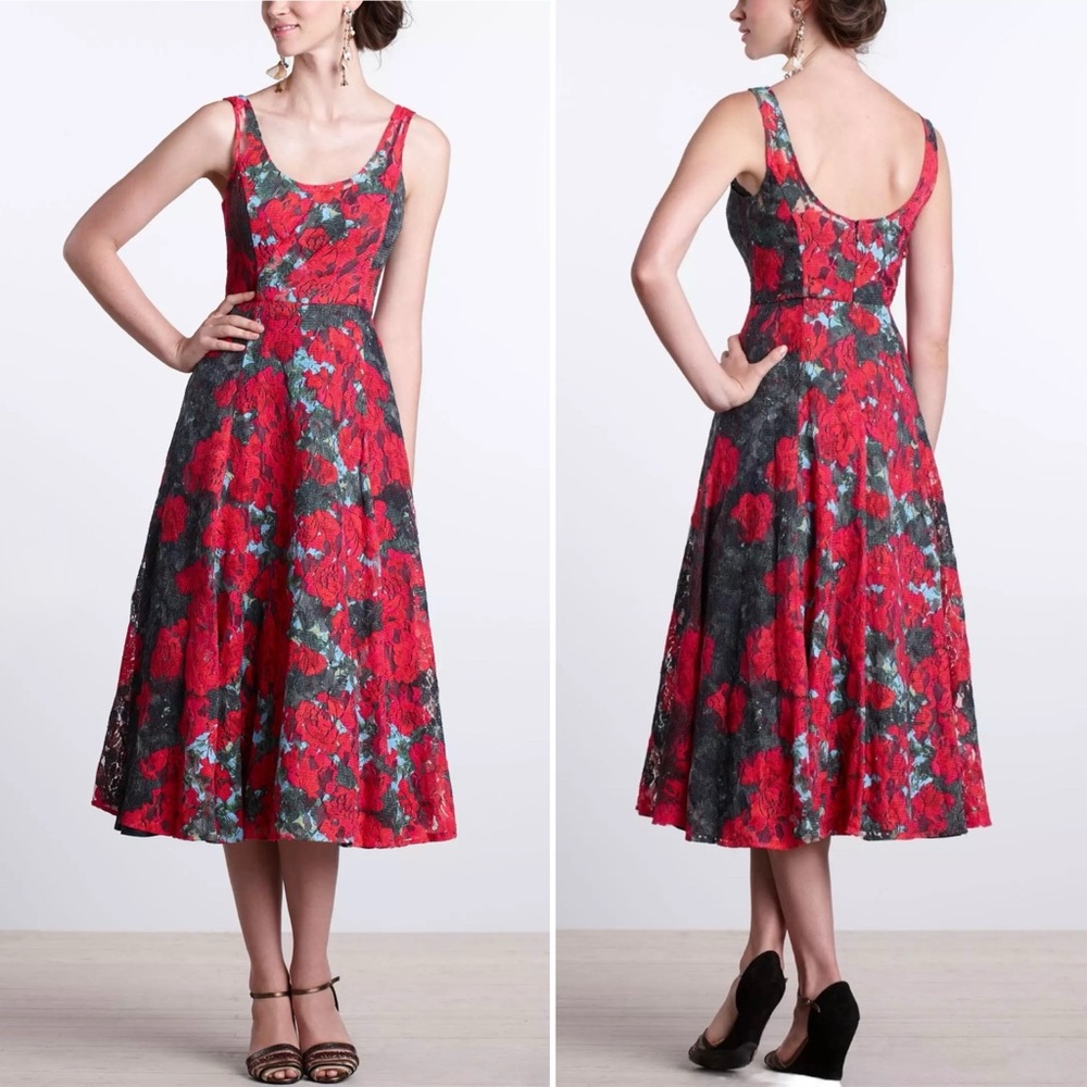 Anthropologie Tracy Reese Noisette RARE Floral Lace Midi Dress XS 2 - Picture 8 of 14